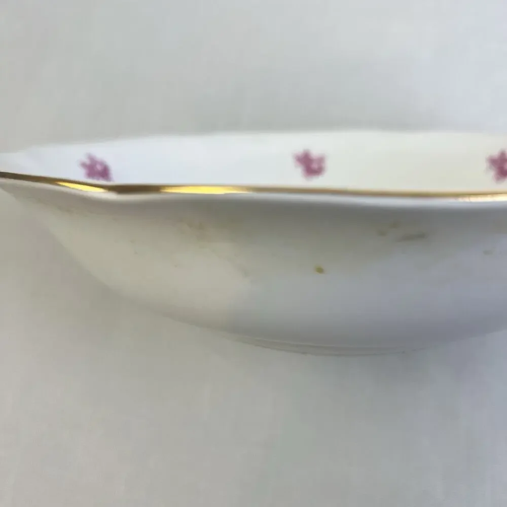 Bohemian Czechoslovakia Vegetable Serving Bowls 2 Roses Pink Gold Vintage